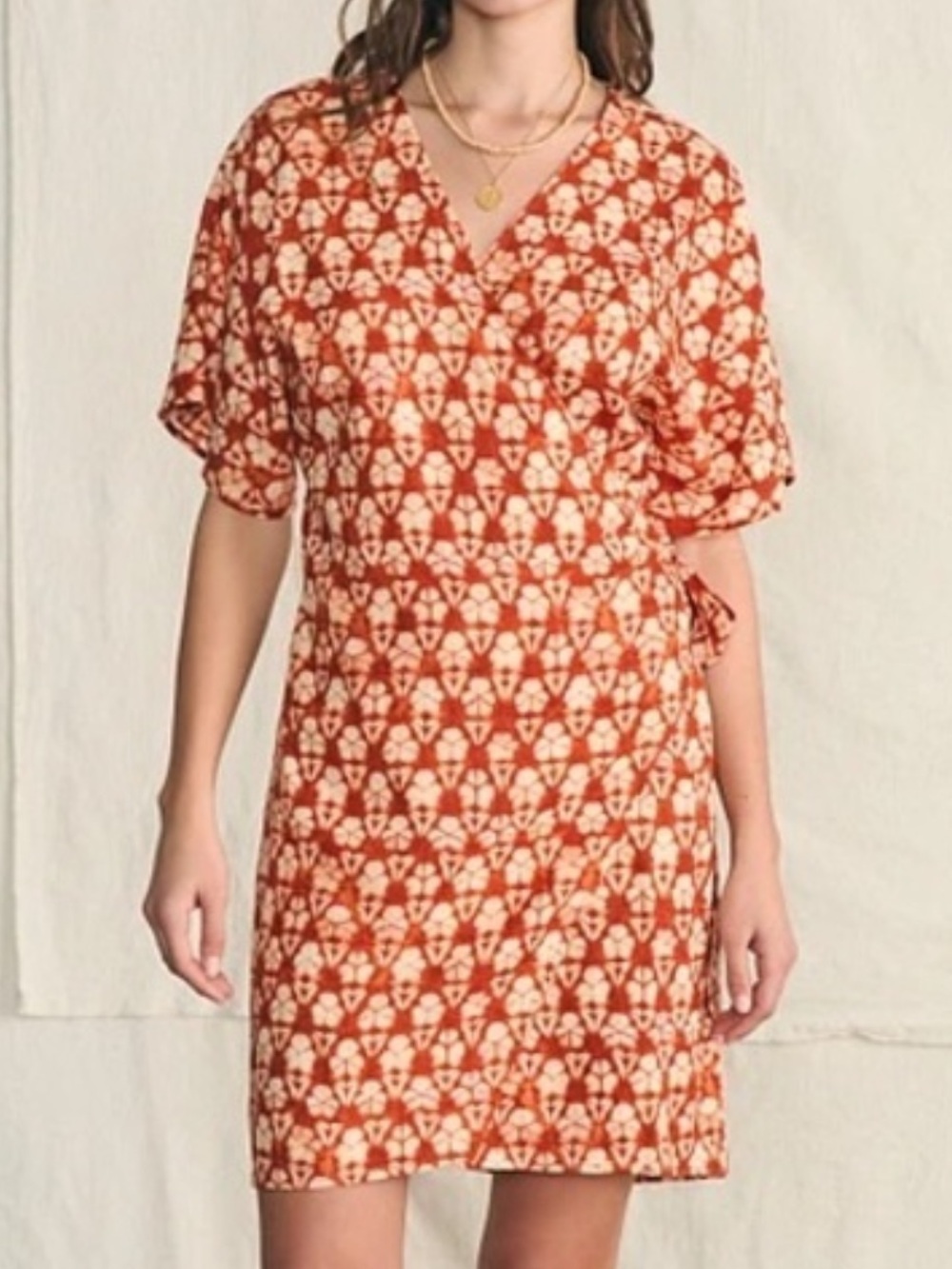 Brand New FAHERTY Willow Dress Spiced Shibori Print Dress Size XS Extra Small